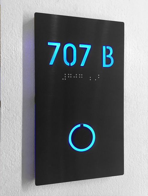 Room Number Panel Sign Black - Lighted by Luxello LED Signage